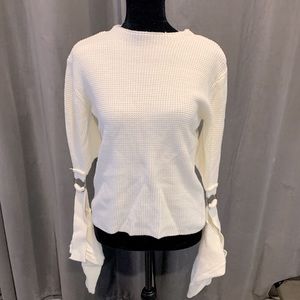 White tied sleeve sweater top